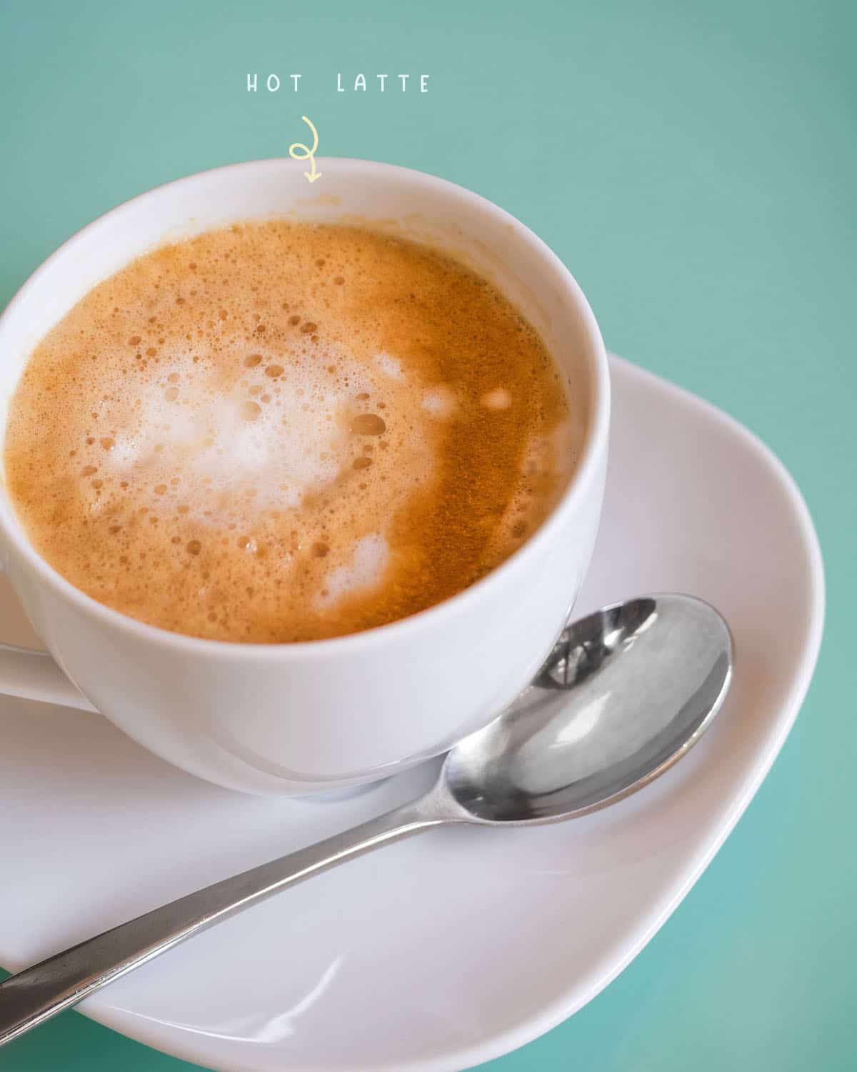 A latte typically contains about 8 ounces of espresso and 12-18 ounces of steamed milk and 2 ounces of foam. 