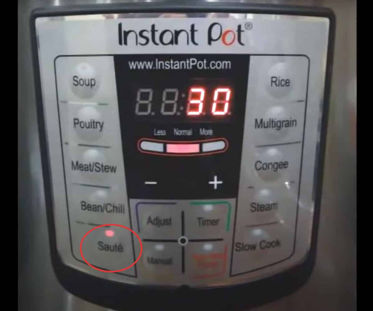 Turn instant pot into sauté mode while preparing the meal.  The default saute time is 30 minutes, so your food will cook faster and the display will show "On".
