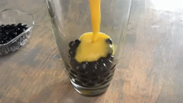 Line boba pearls at the bottom of a glass (I used about ½ cup) before pouring in the smoothie. They add a fun element and make the smoothie even more refreshing.