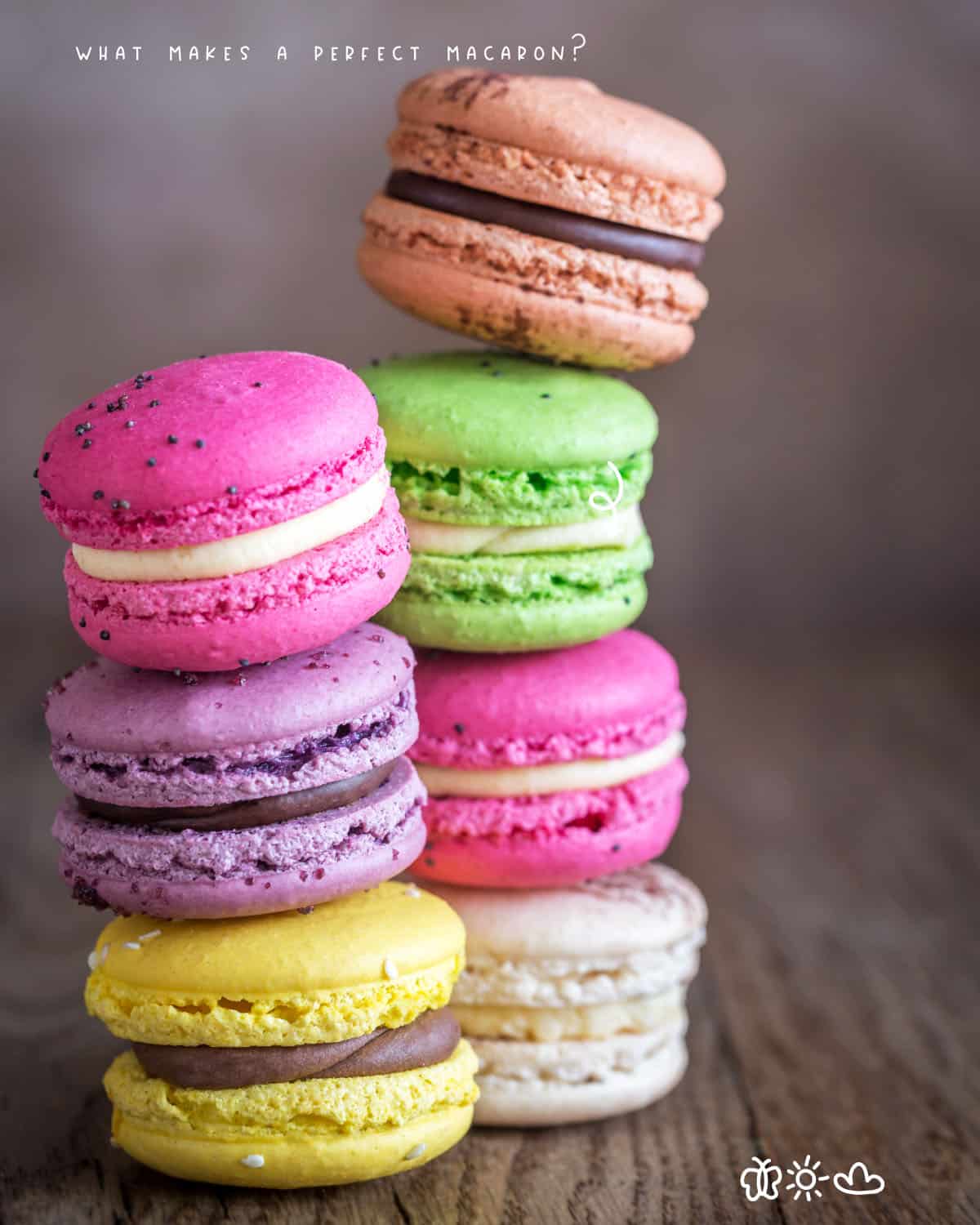 A perfect macaron should have a smooth, shiny shell with no cracks or uneven edges. It should not be too runny or too thick.