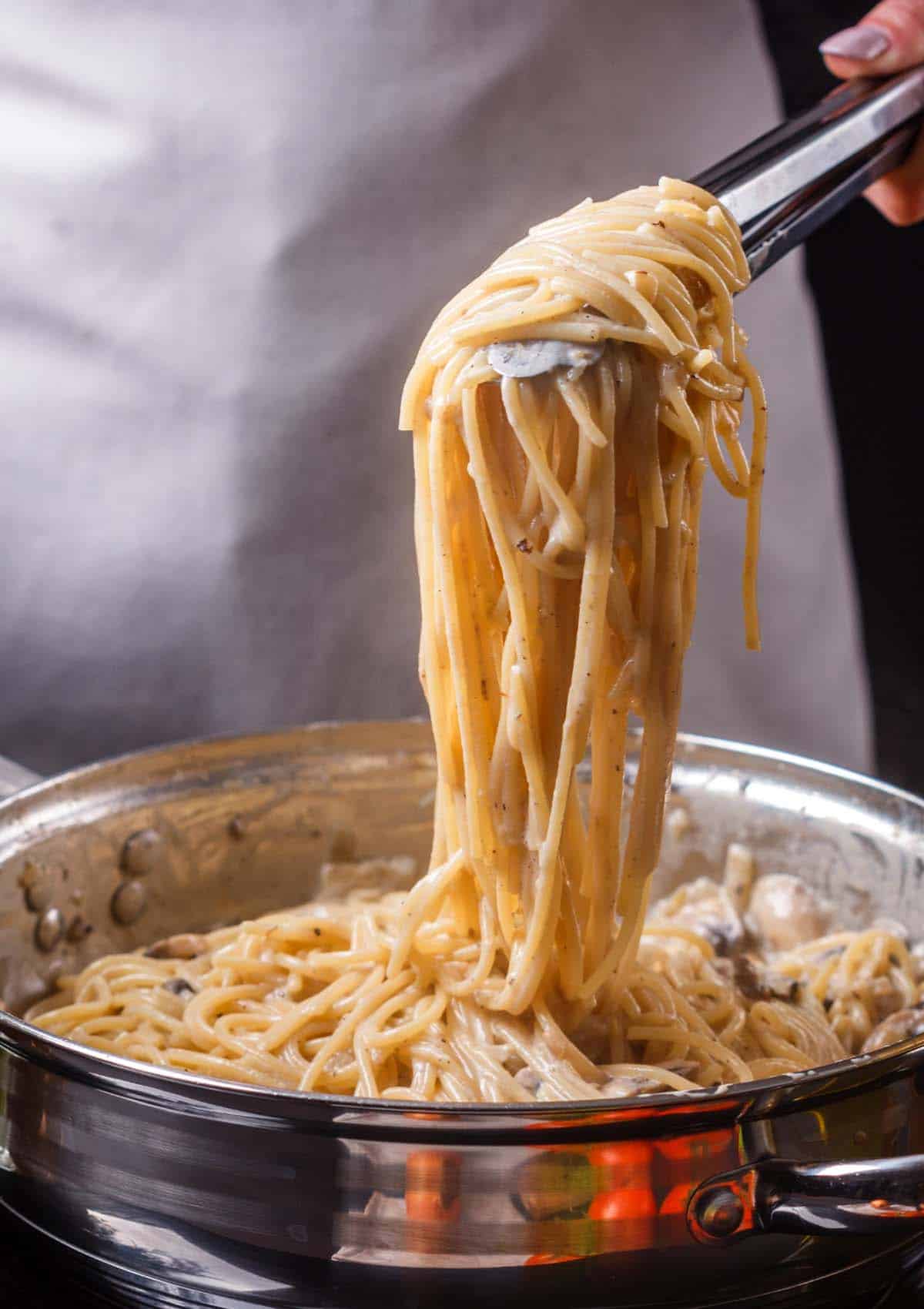 I believe that the sauce and the pasta should become one! After boiling your pasta al dente, I recommend adding it directly to the saucepan with your desired sauce.