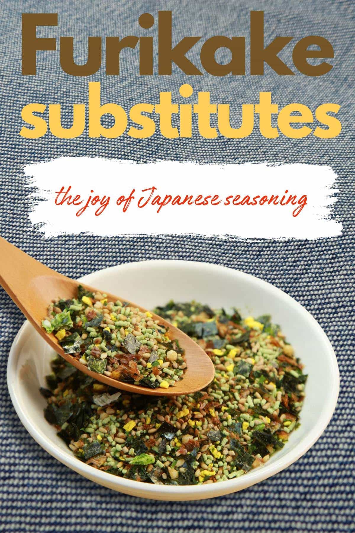 Hand sprinkling homemade Furikake Substitute over a bowl of rice.