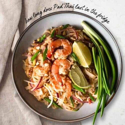 Fresh Pad Thai in a fridge-safe container, illustrating proper storage for maximizing its shelf life.