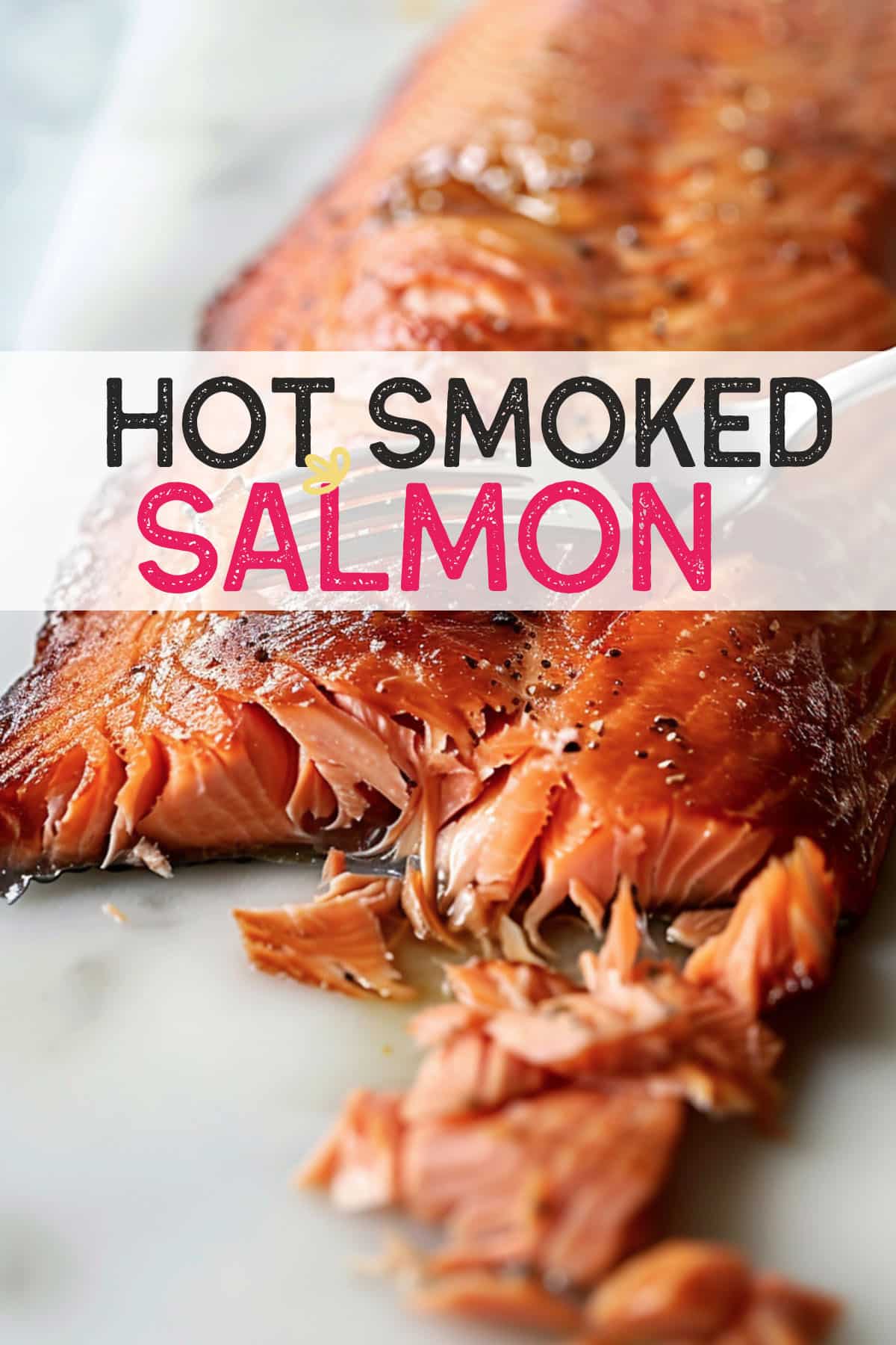 Sliced hot-smoked salmon with a flaky texture and vibrant orange color