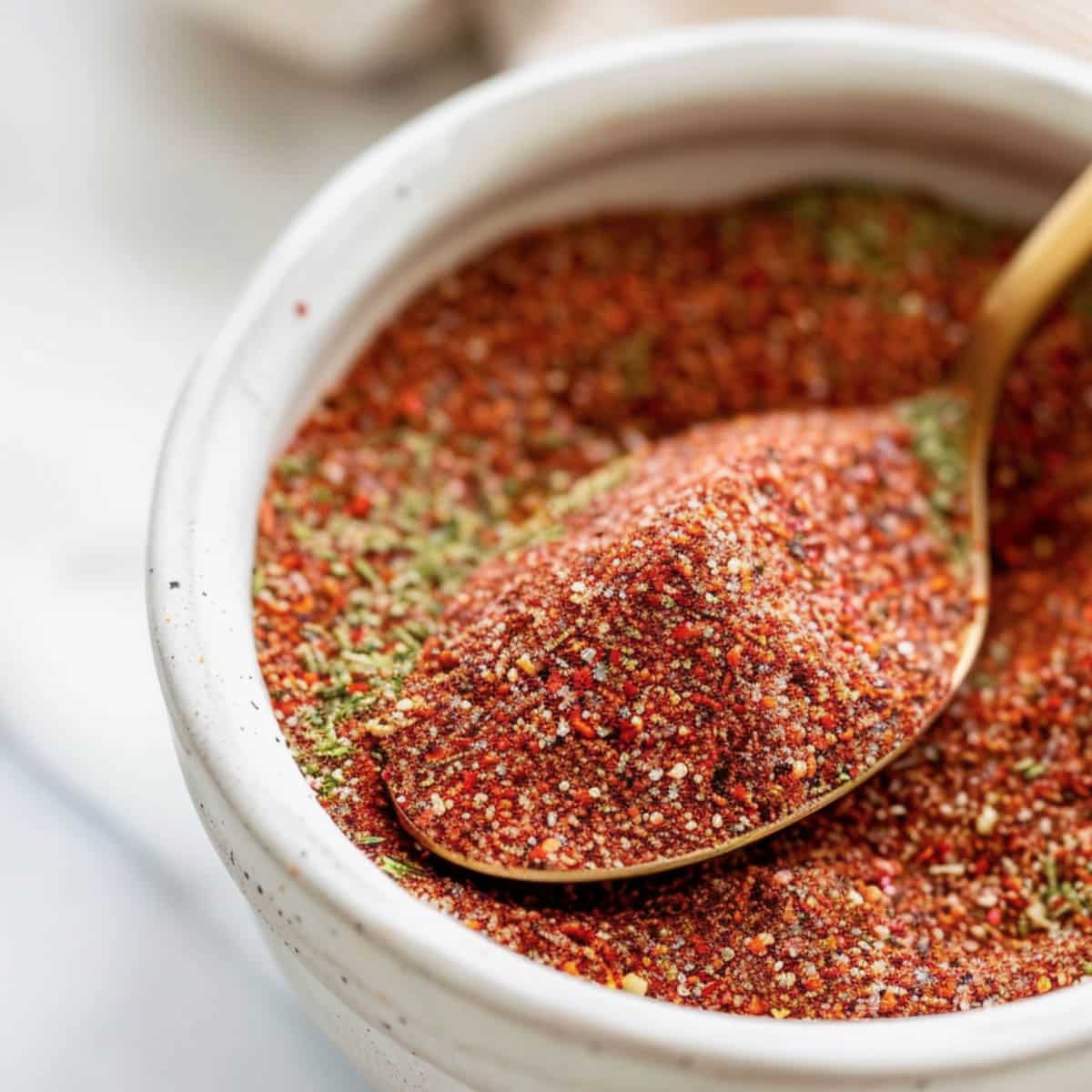 A bowl of vibrant Cajun seasoning ready to spice up your cooking.